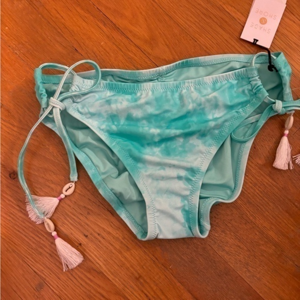 New shade & shore green turquoise tied dye hipster bikini bottom size large